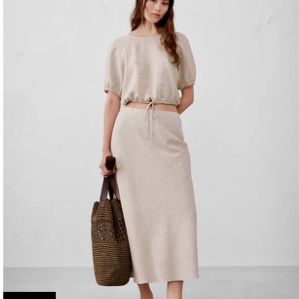 Banana Republic Tan Cream Midi 2 Piece Set